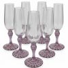 Set 6 Calici Flûte Murano Viola e Rosa "Occhio di Pavone" Balloton